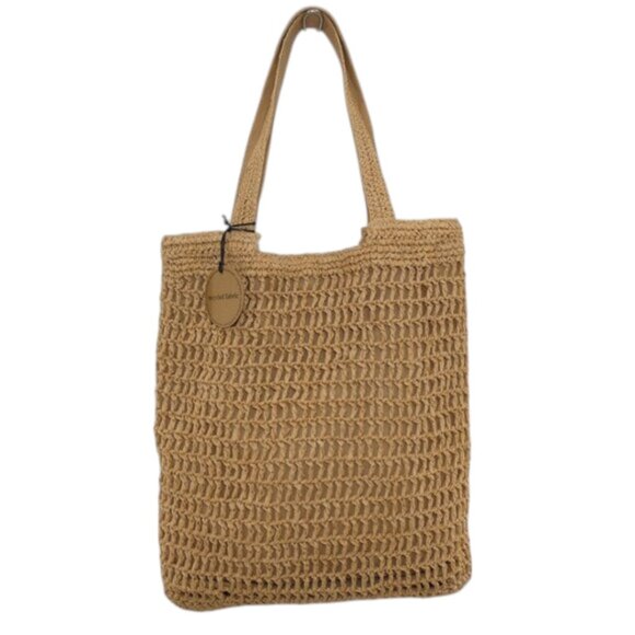 NWT Natural Woven Shoulder Bag | Summer Coastal Boho Straw Tote Beach Festival - Picture 1 of 5